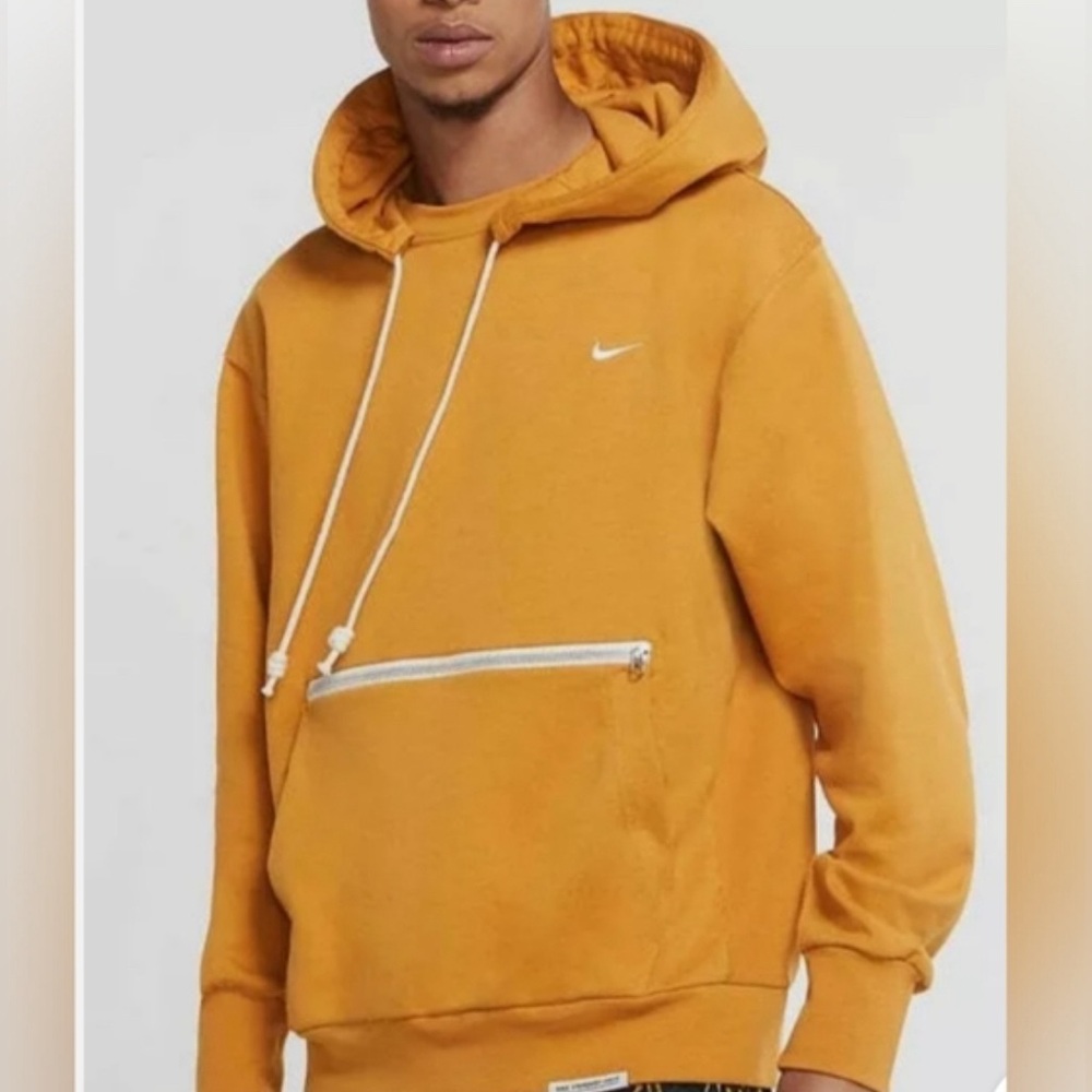 Yellow Nike DriFit Standard Issue thick hoodie with zipper pouch